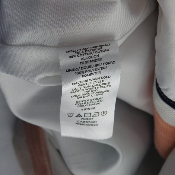 Women's Sz 8 Multicolor Striped Short Straight Pencil Loft Peach Green - Picture 4 of 6